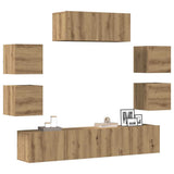 7 Piece TV Cabinet Set Wall-mounted Artisan Oak Engineered Wood 3329014