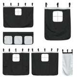Kids' Loft Bed with Curtains White&Black 80x200 cm Solid Wood Pine 3309071