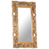 Hand Carved Mirror Brown 80x50 cm Solid Mango Wood 321639
