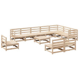 11 Piece Garden Sofa Set Solid Wood Pine 3299485