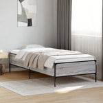 ZNTS Bed Frame Grey Sonoma 100x200 cm Engineered Wood and Metal 844964