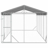 Outdoor Dog Kennel with Roof Silver 3x7.5x2.5 m Galvanised Steel 3190489