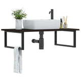 Basin Shelf Wall Mounted Steel and Solid Wood Oak 3302661
