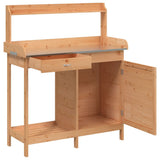 Potting Table with Cabinet Brown 110.5x45x124.5 cm Solid Wood Fir 156344