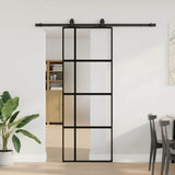 Sliding Door with Hardware Set Black 76x205 cm Tempered Glass 3375838