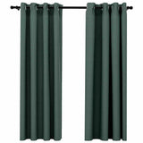 ZNTS Linen-Look Blackout Curtains with Grommets 2pcs Green 140x175cm 321184