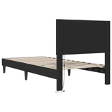 Bed Frame with LED Strip Lights Black 90 x 190 cm Faux Leather 42028037