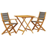 Bistro Set Grey Solid Acacia wood Compact Foldable Bistro Set 3281878