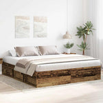 Bed Frame without Mattress Old Wood 200x200cm Engineered Wood 3328869
