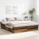 Bed Frame without Mattress Old Wood 200x200cm Engineered Wood 3328869