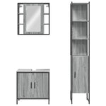 ZNTS 3 Piece Bathroom Cabinet Set Grey Sonoma Engineered Wood 3214743