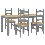 ZNTS 5 Piece Dining Set Panama Grey Solid Wood Pine 3345210