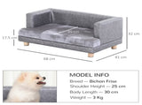 Dog Sofa Bed for Small-Sized Dogs, Elevated Pet Chair PU Cover, Soft Cushion, Cat Couch Lounger T3398P349669