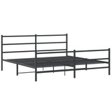 Metal Bed Frame without Mattress with Footboard Black 180x200cm 355387