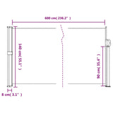 ZNTS Retractable Side Awning Taupe 140x600 cm 4004514