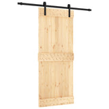 Sliding Door Natural and Black 85 x 210 cm Solid Pine Wood 3444898