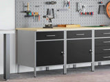 Work Cabinet with Drawer 2 pcs Black and Grey 100 x 55 x 85 cm 3321360