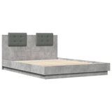 Bed Frame with LED without Mattress Concrete Grey 150x200 cm King Size 3210006
