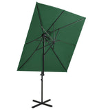 ZNTS Cantilever Garden Parasol with Double Top Green 250x250 cm 312361