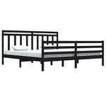 ZNTS \ Bed Frame without Mattress Black 200x200 cm Solid Wood 3105339