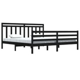 ZNTS \ Bed Frame without Mattress Black 200x200 cm Solid Wood 3105339