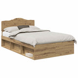 Bed Frame Artisian Oak 135 x 190 cm Solid Pine Wood 3412915