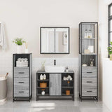 4 Piece Bathroom Furniture Set Grey Sonoma Engineered Wood 3301273