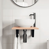 Basin Shelf Wall Mounted Steel and Solid Wood Oak 3302559