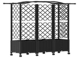 Raised Bed with Trellis and Roof Black 163 x 40 x 144 cm PP 3423109