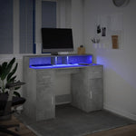 Desk with LED Lights Concrete Grey 120x55x91 cm Engineered Wood 3309414