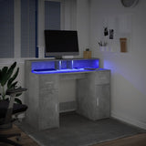 Desk with LED Lights Concrete Grey 120x55x91 cm Engineered Wood 3309414