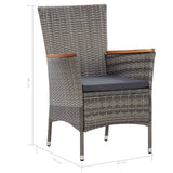 46083 9 Piece Garden Dining Set with Cushions Poly Rattan Grey