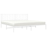 ZNTS Metal Bed Frame with Headboard White 200x200 cm 374493