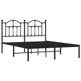 Metal Bed Frame without Mattress with Headboard Black 140x190cm 353439