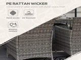 7 Pcs PE Rattan Dining Sets w/ Fire Pit Table, Garden Dining Set w/ Heater Table, Armchairs w/ T3398P325243