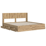 Bed Frame with Storage and Headboard Artisan Oak 180 x 200 cm 3445826
