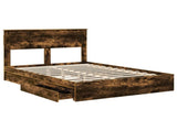 Storage Bed with Drawer Smoked Oak 140 x 190 cm Engineered Wood 3409911