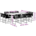 ZNTS 11 Piece Garden Dining Set Black Poly Rattan 3295039