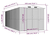 Garden Shed Light Brown 192x440x223 cm Galvanised Steel 3147474