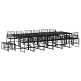 17 Piece Garden Dining Set Black Poly Rattan 3295047