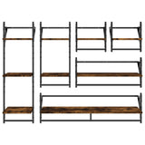 6 Piece Wall Shelf Set with Bars Smoked Oak Engineered Wood 836270