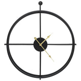Wall Clock Black Iron 52 cm Decorative Inlays Wall Clock 325171