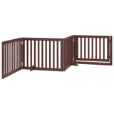 Dog Gate with Door Foldable 4 Panels Brown 320 cm Poplar Wood 352265