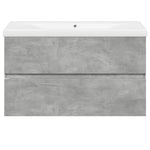 ZNTS 2 Piece Bathroom Furniture Set Concrete Grey Engineered Wood 3324909