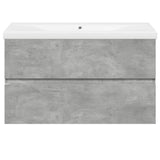 ZNTS 2 Piece Bathroom Furniture Set Concrete Grey Engineered Wood 3324909