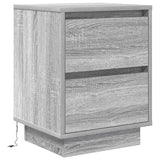 ZNTS Bedside Cabinet with LED Lights Grey Sonoma 38x34x50 cm 861293