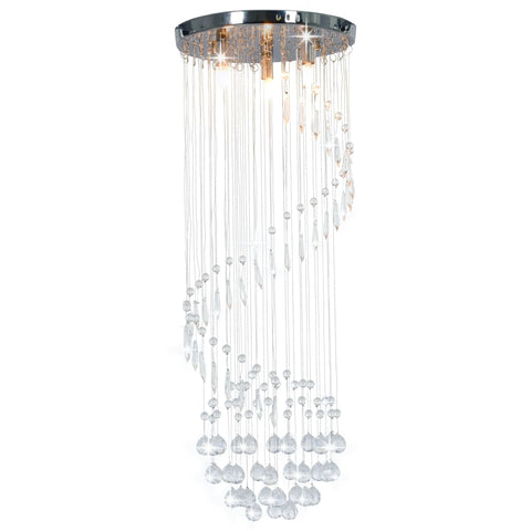 Ceiling Lamp with Crystal Beads Silver Spiral G9 281577