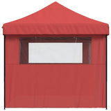 Foldable Party Tent Pop-Up with 3 Sidewalls Burgundy 4005019