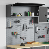 Tool Cabinet Set with Shelf 3 pcs Black Powder-Coated Steel 3321410