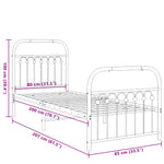Metal Bed Frame without Mattress with Footboard White 80x200cm 376658